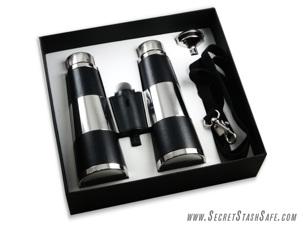 Premium Binocular Flask Gift Set Secret Stash Hidden Diversion Security Safe 8
